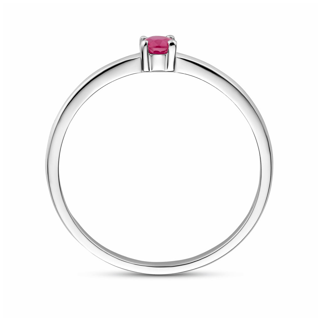 ring met geboortesteen robijn juli zilver gerhodineerd
