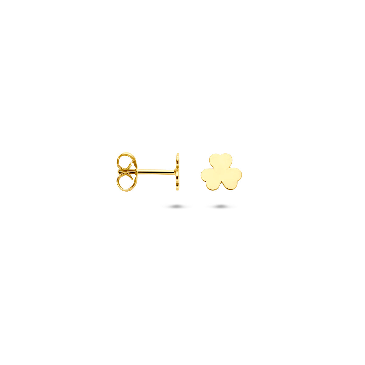 Ohrstecker Kleeblatt 5 mm 14K Gelbgold