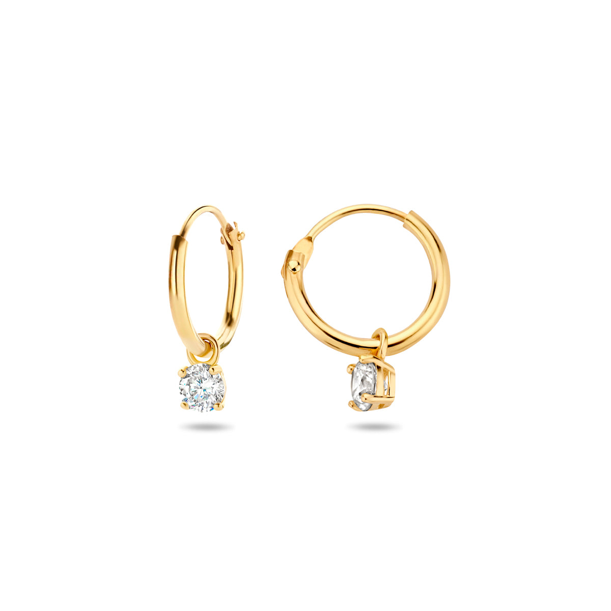 Ohrringe mit Zirkonia-Anhängern 14 mm 14K Gelbgold