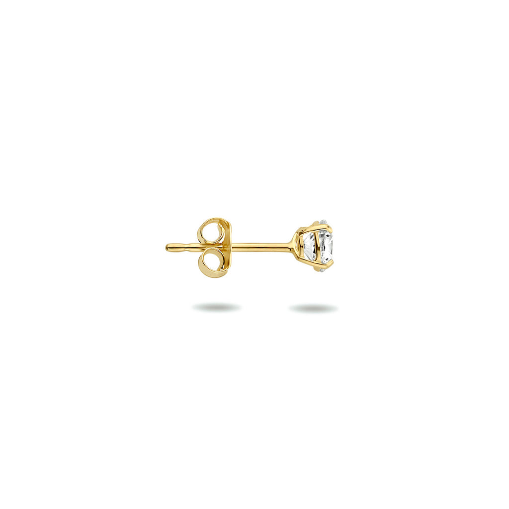 oorknop zirkonia 4 mm per stuk 14K geelgoud