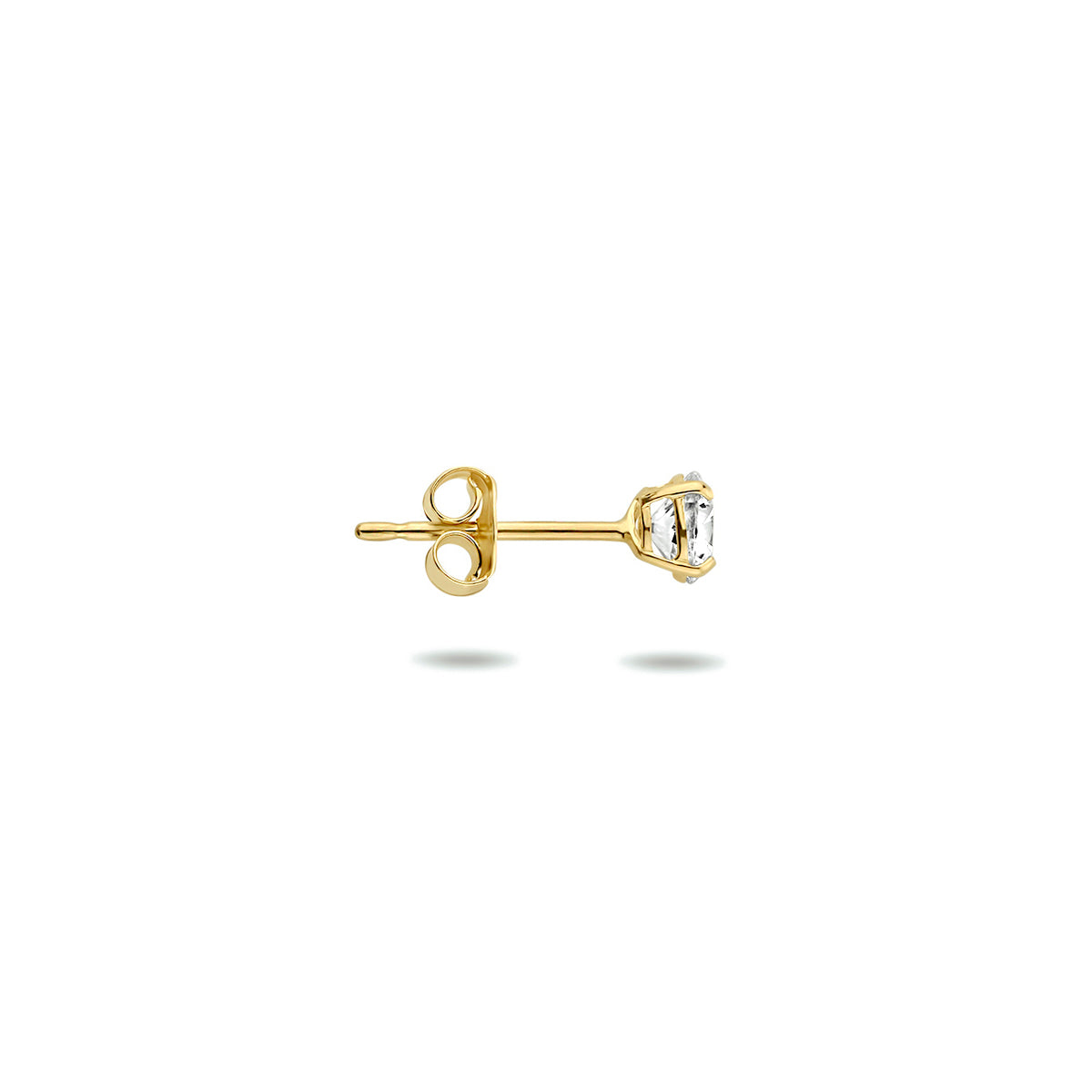 oorknop zirkonia 4 mm per stuk 14K geelgoud