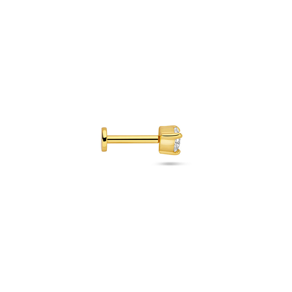 Flatback-Piercing Zirkonia Herzchen 3,5 mm 1 Mikron vergoldet (Gelb)