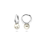 klapoorringen parel 15 mm zilver gerhodineerd