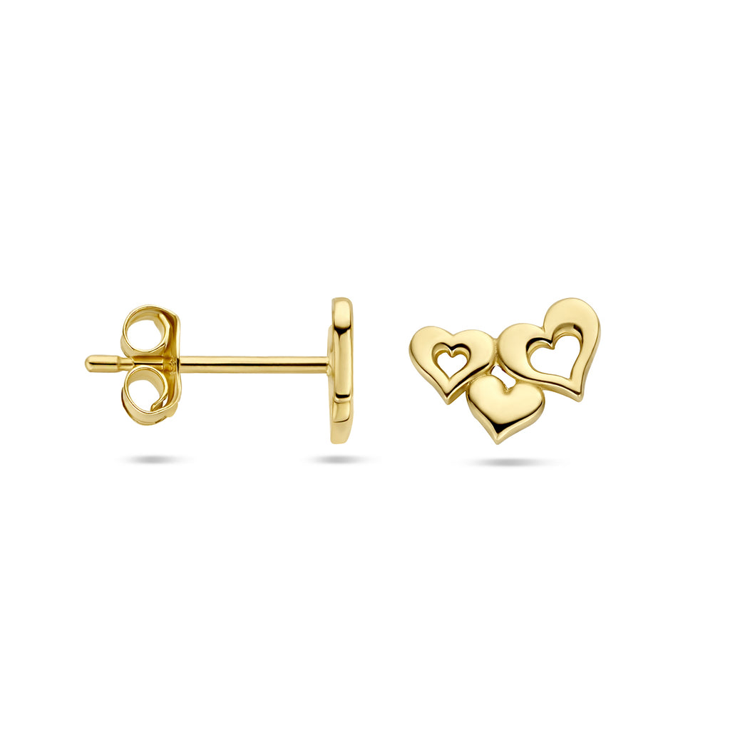 Ohrstecker Herzen 14K Gelbgold