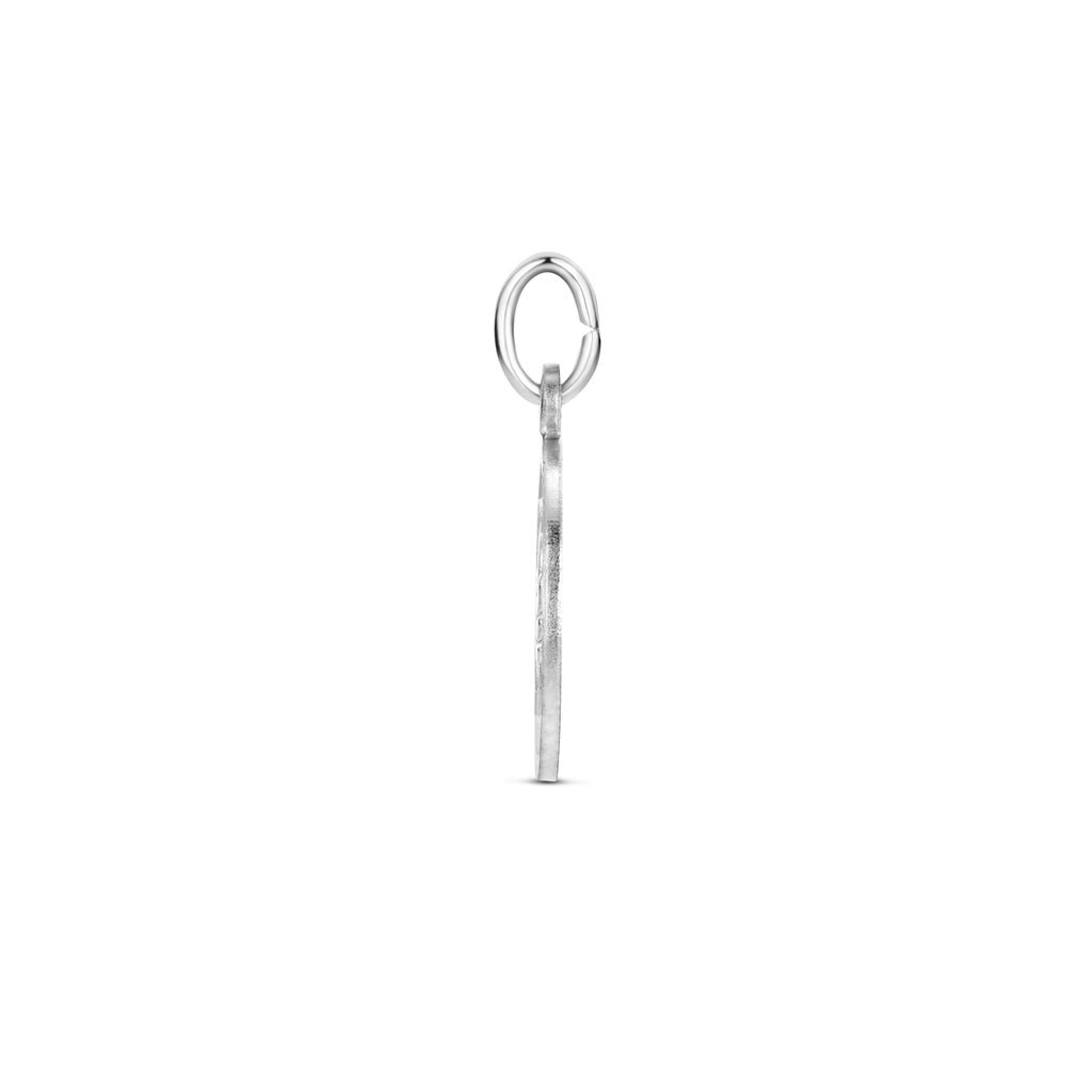 hanger hartje engel poli/mat gediamanteerd 18 mm zilver gerhodineerd