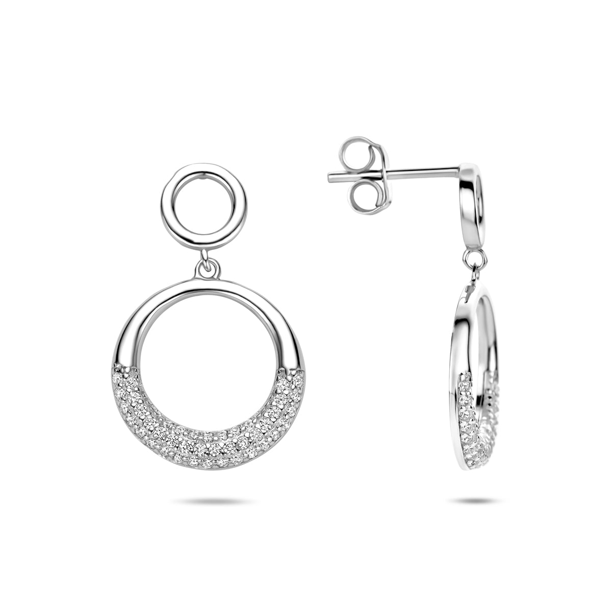 oorhangers zirkonia 25 mm zilver gerhodineerd