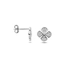 Ohrstecker Blume Zirkonia 9,5 mm Silber rhodiniert