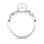 Ring Perle und Zirkonia Silber rhodiniert