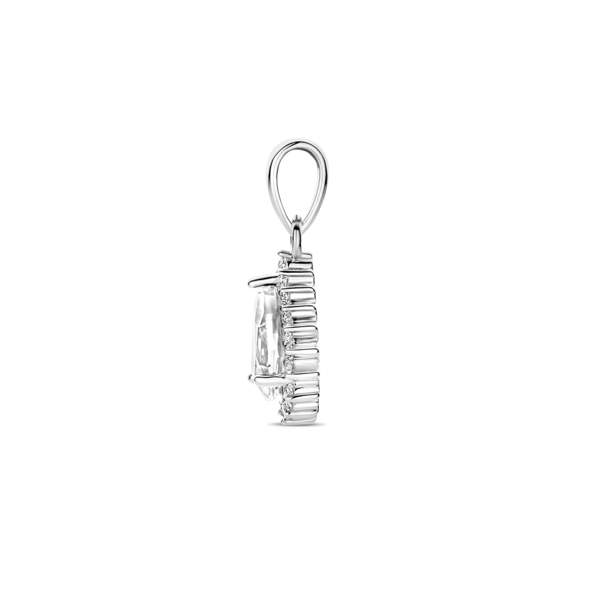 Anhänger Zirkonia Halo 19 mm Silber rhodiniert