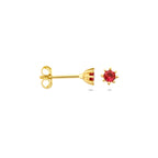 9k oorknoppen rood zirkonia 4,5 mm 9K geel