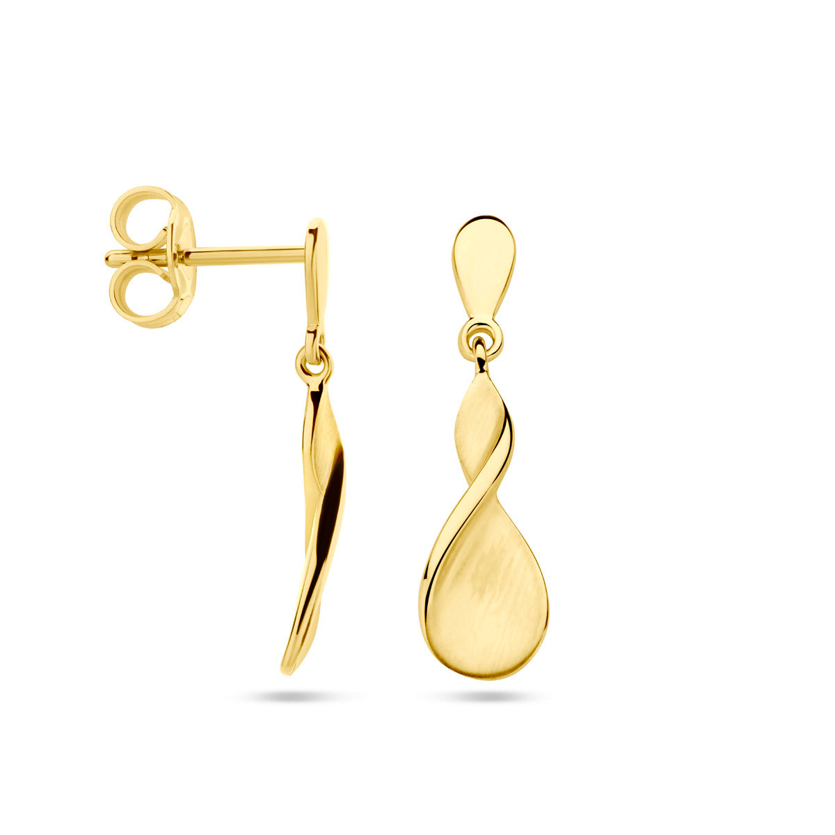 oorhangers poli/mat 14K geelgoud