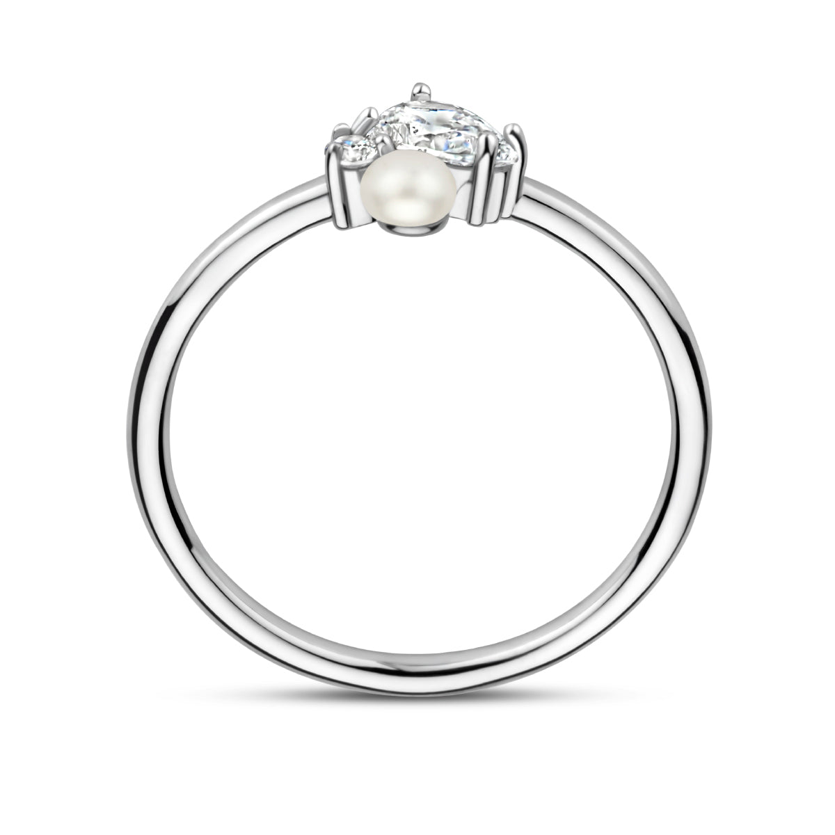 ring parel en zirkonia zilver gerhodineerd