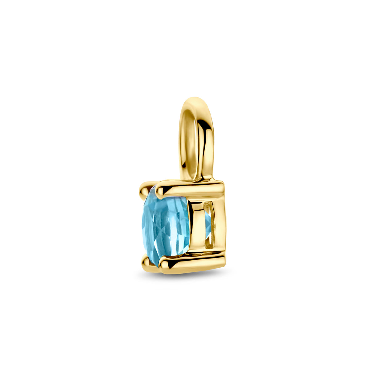 oorringhanger blauw topaas per stuk 14K geelgoud