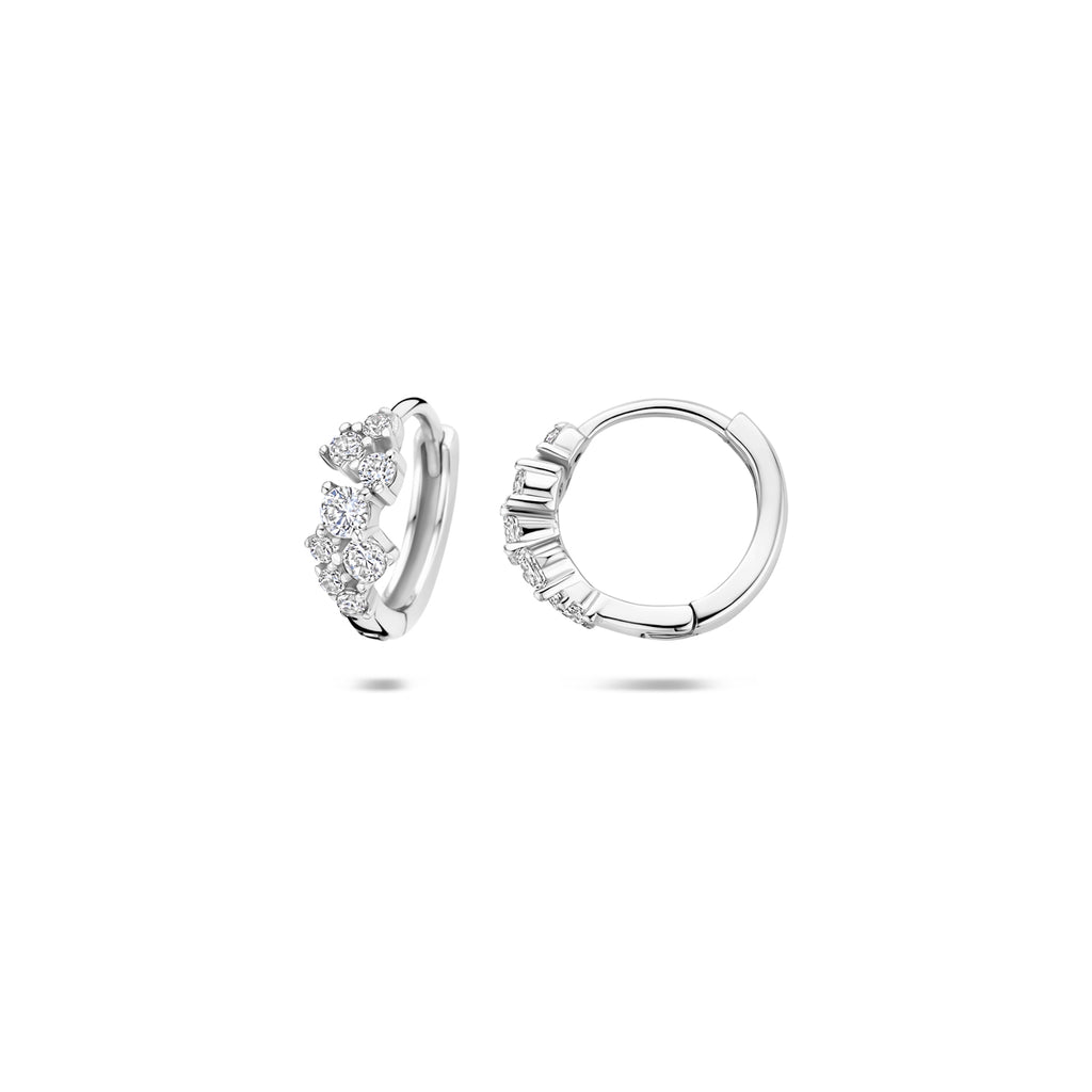 klapoorringen zirkonia 11 mm zilver gerhodineerd