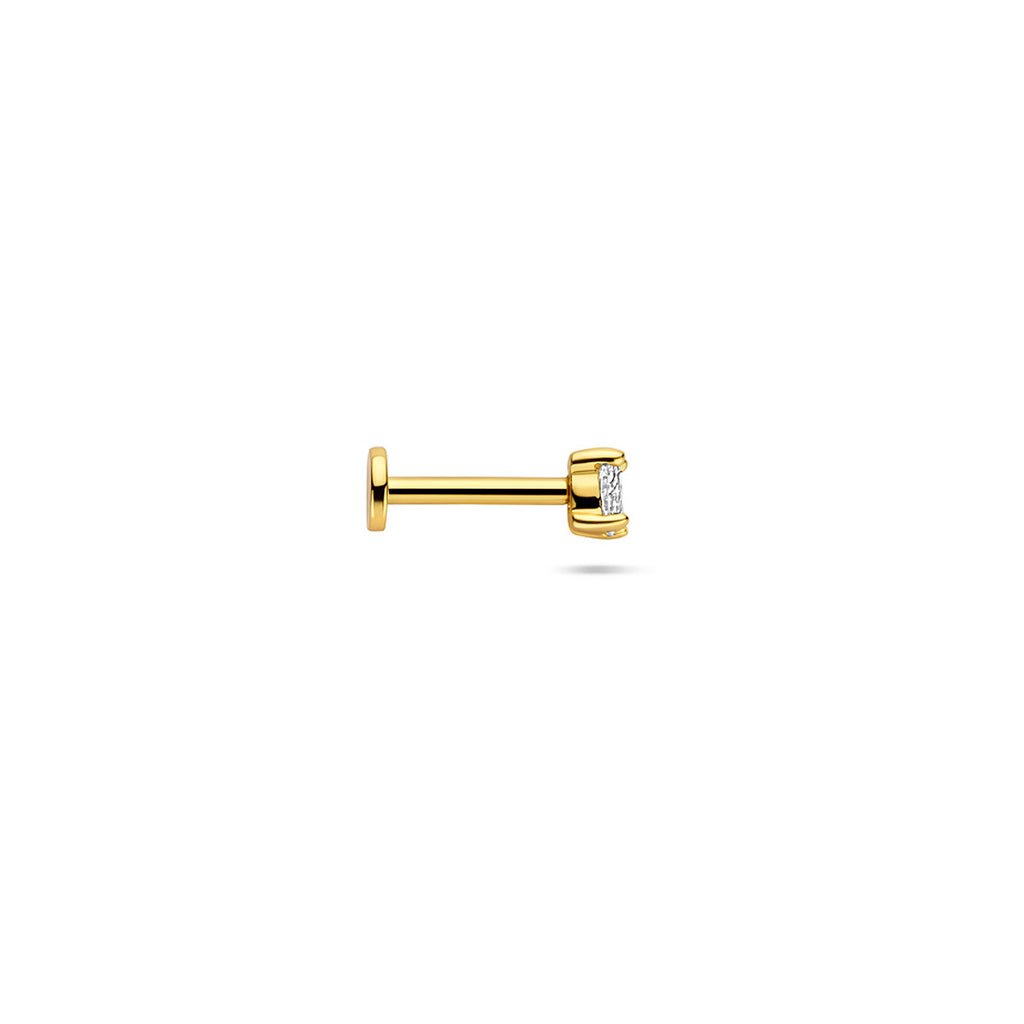 flat back piercing ovaal zirkonia 3 mm 1 micron zilver verguld (geel)