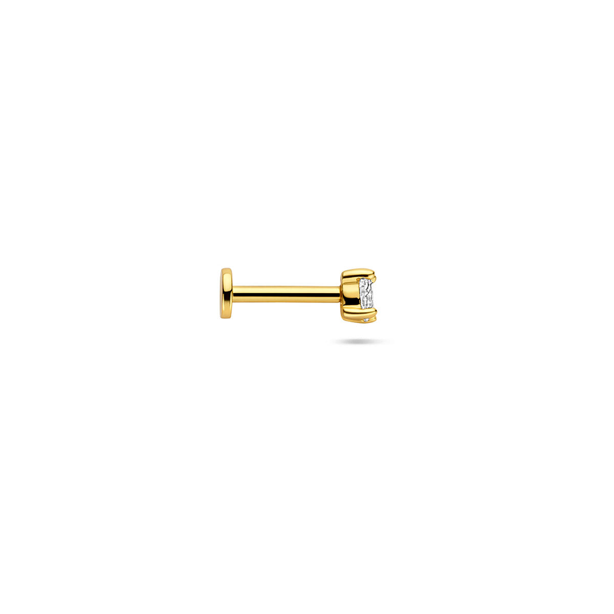 flat back piercing ovaal zirkonia 3 mm 1 micron zilver verguld (geel)