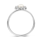 Ring Perle und Zirkonia Silber rhodiniert
