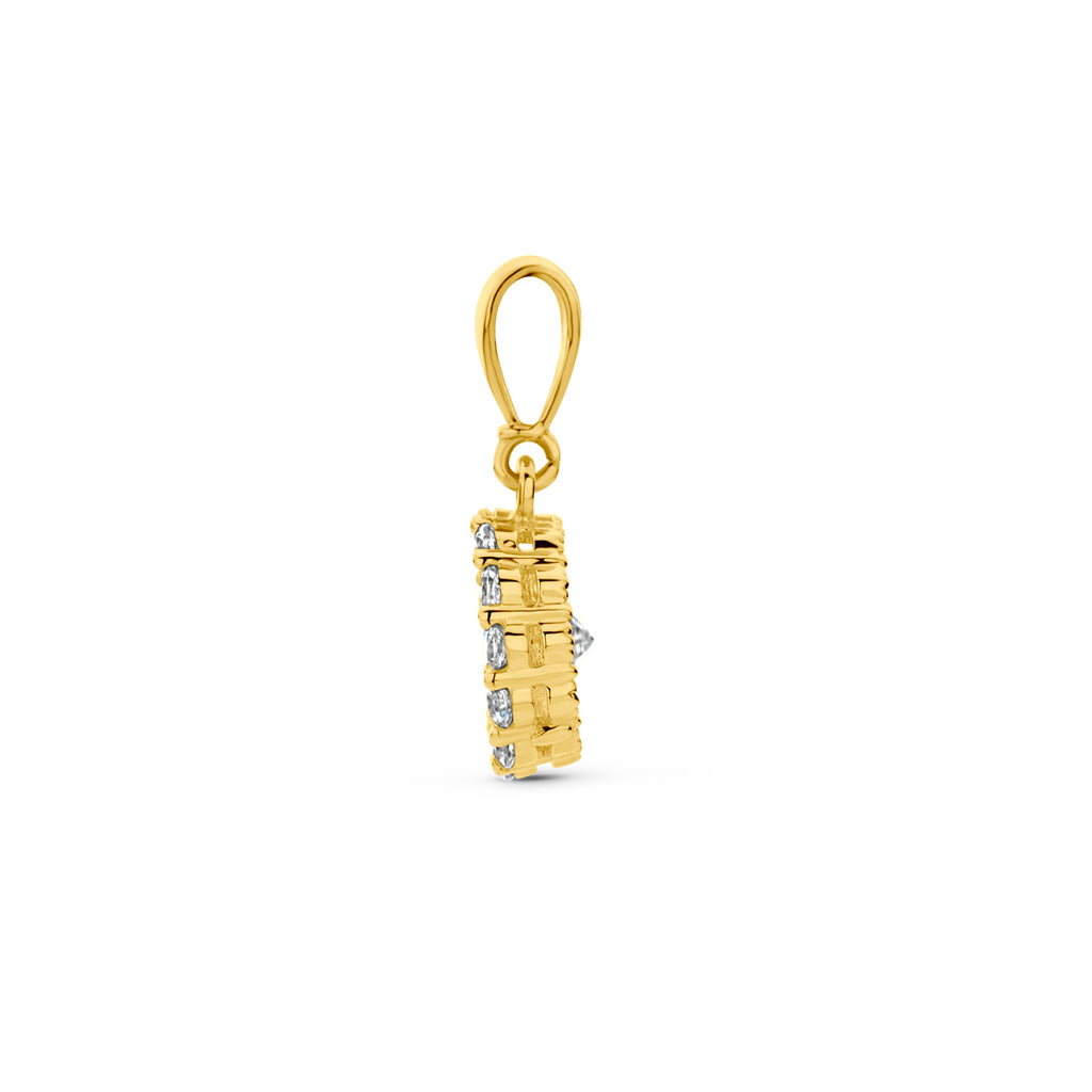 hanger zirkonia halo 14K geelgoud