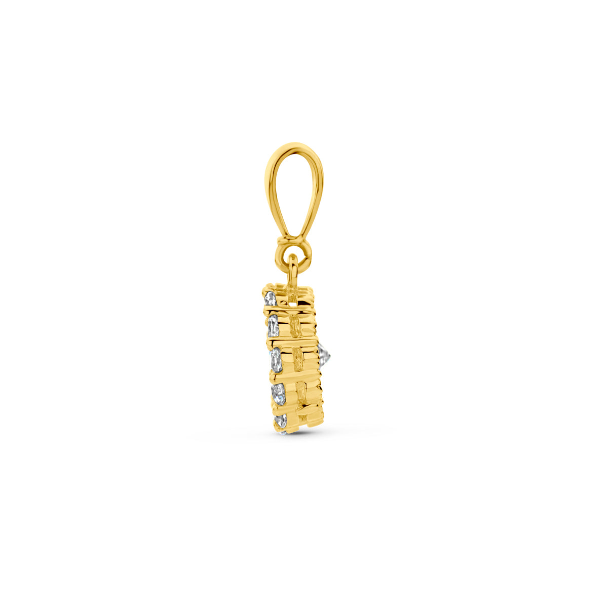 hanger zirkonia halo 14K geelgoud