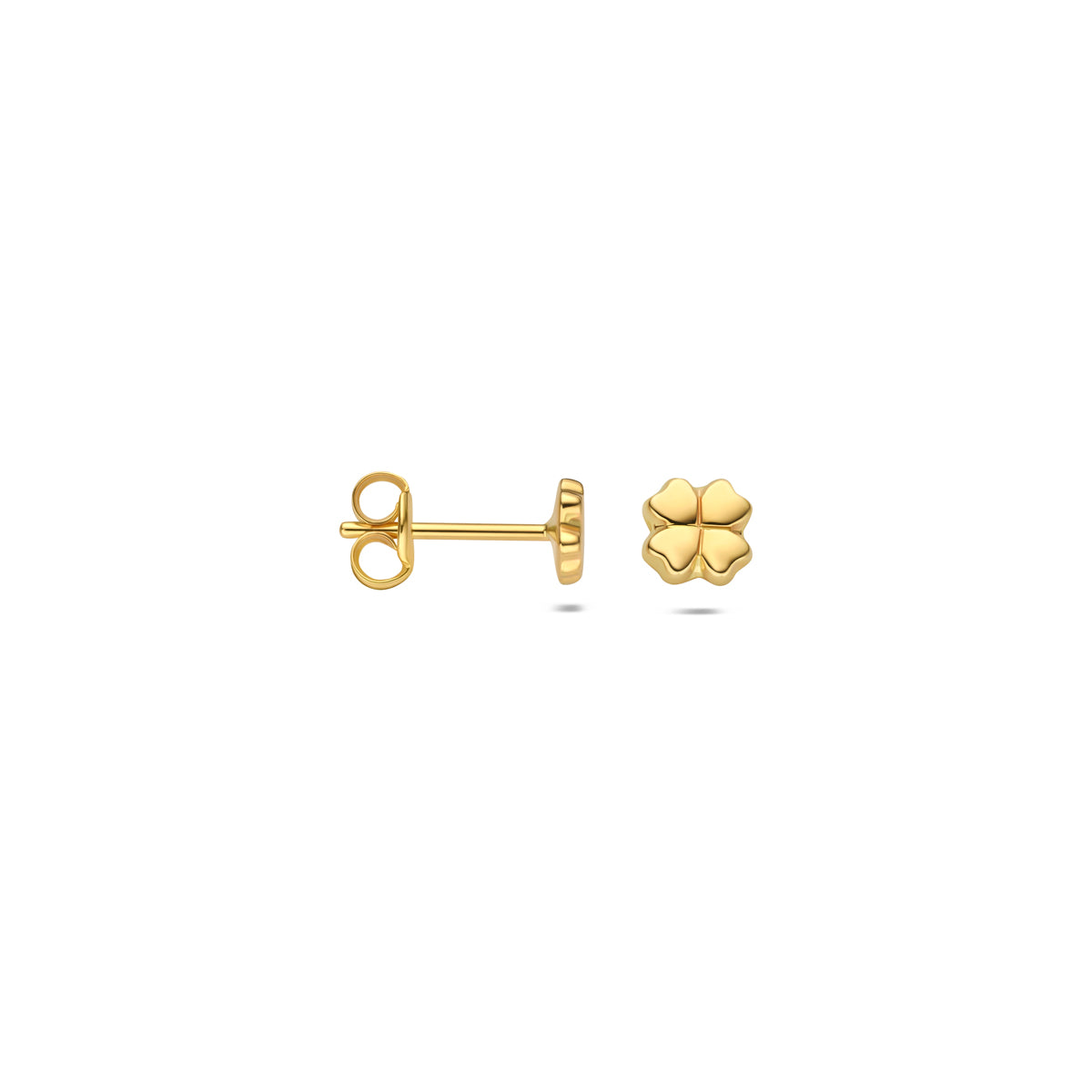 oorknoppen klavertje 4,5 mm 14K geelgoud