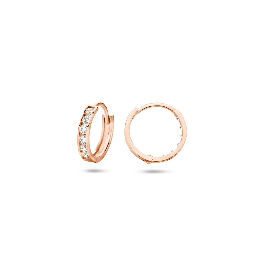 klapoorringen zirkonia 11 mm 14K roségoud