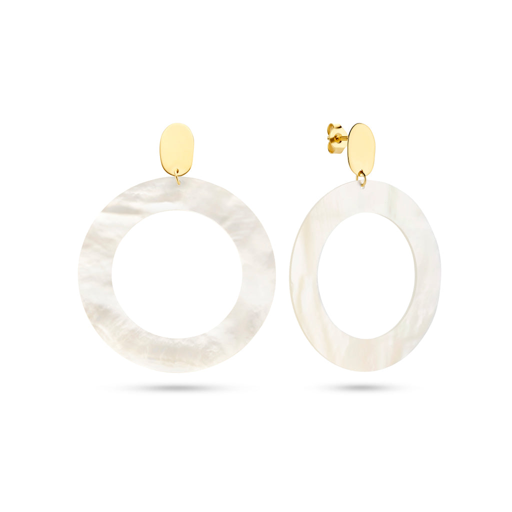 oorhangers rondje parelmoer 14K geelgoud