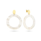 oorhangers rondje parelmoer 14K geelgoud