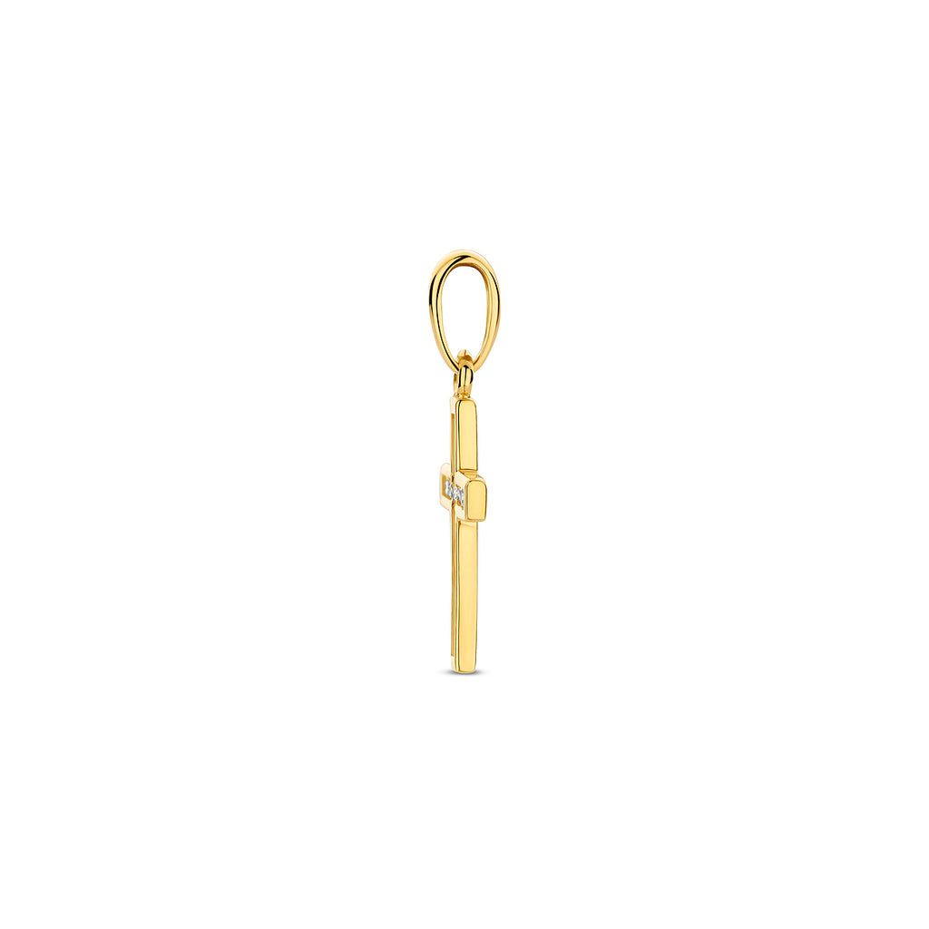 9kt Anhänger Kreuz Zirkonia 12,5 mm 9kt Gelb