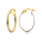 oorringen 14K bicolor goud geel/wit - ovaal