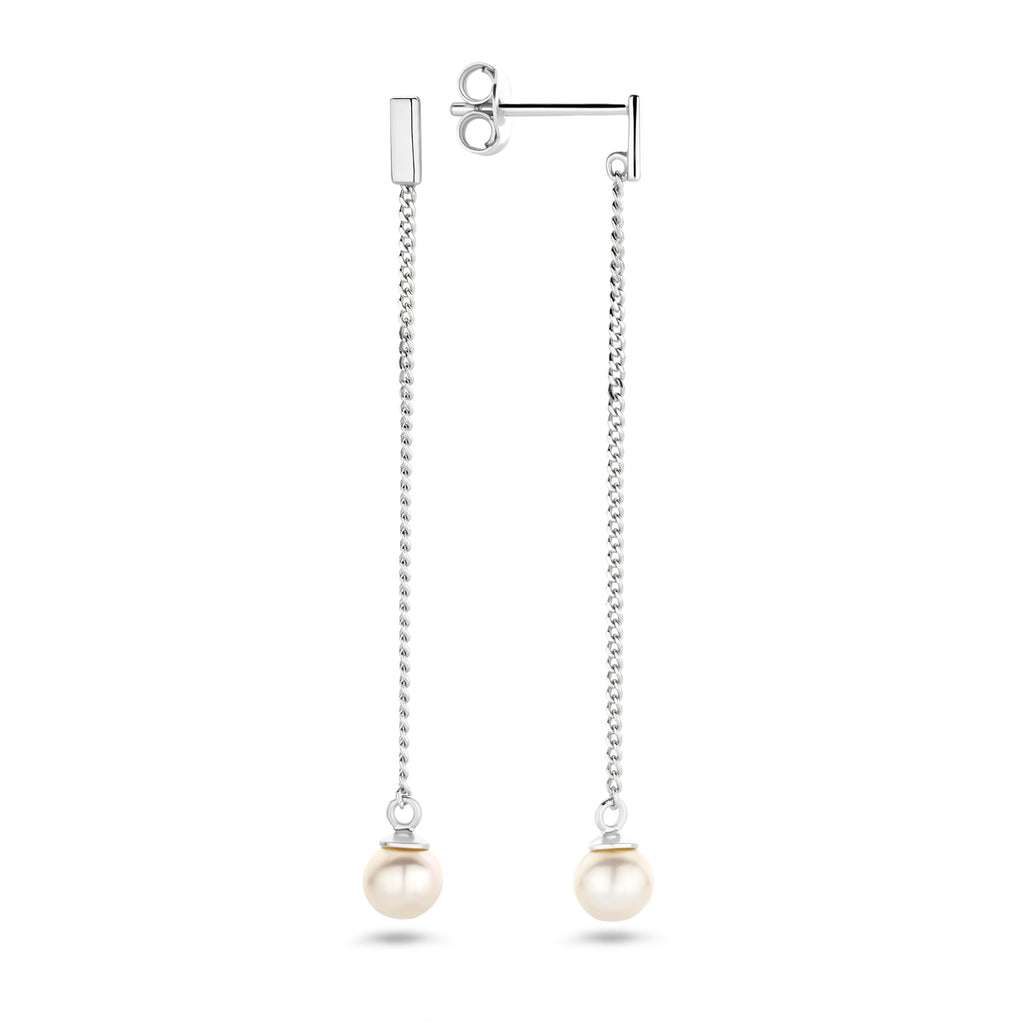 oorhangers parel zilver gerhodineerd