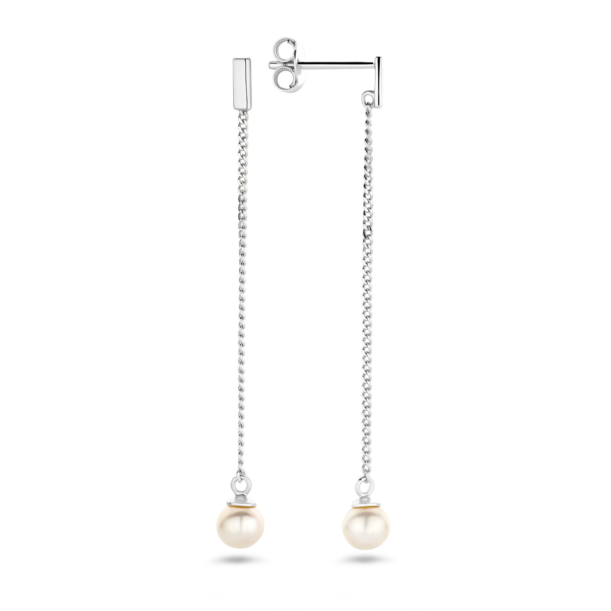 oorhangers parel zilver gerhodineerd
