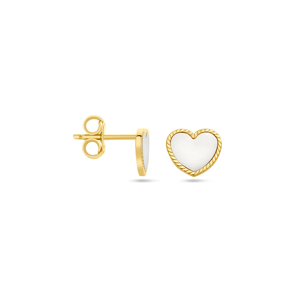 Ohrstecker Herz Perlmutt 14K Gelbgold