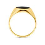 ring onyx 14K geelgoud - rond