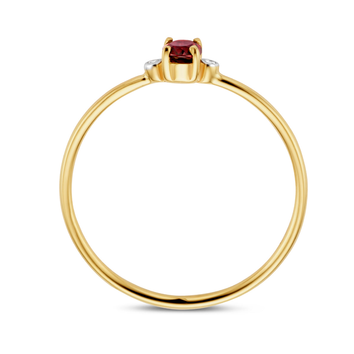 Ring Trilogie Granat und Diamant 0,006ct H P1 14K Gelbgold