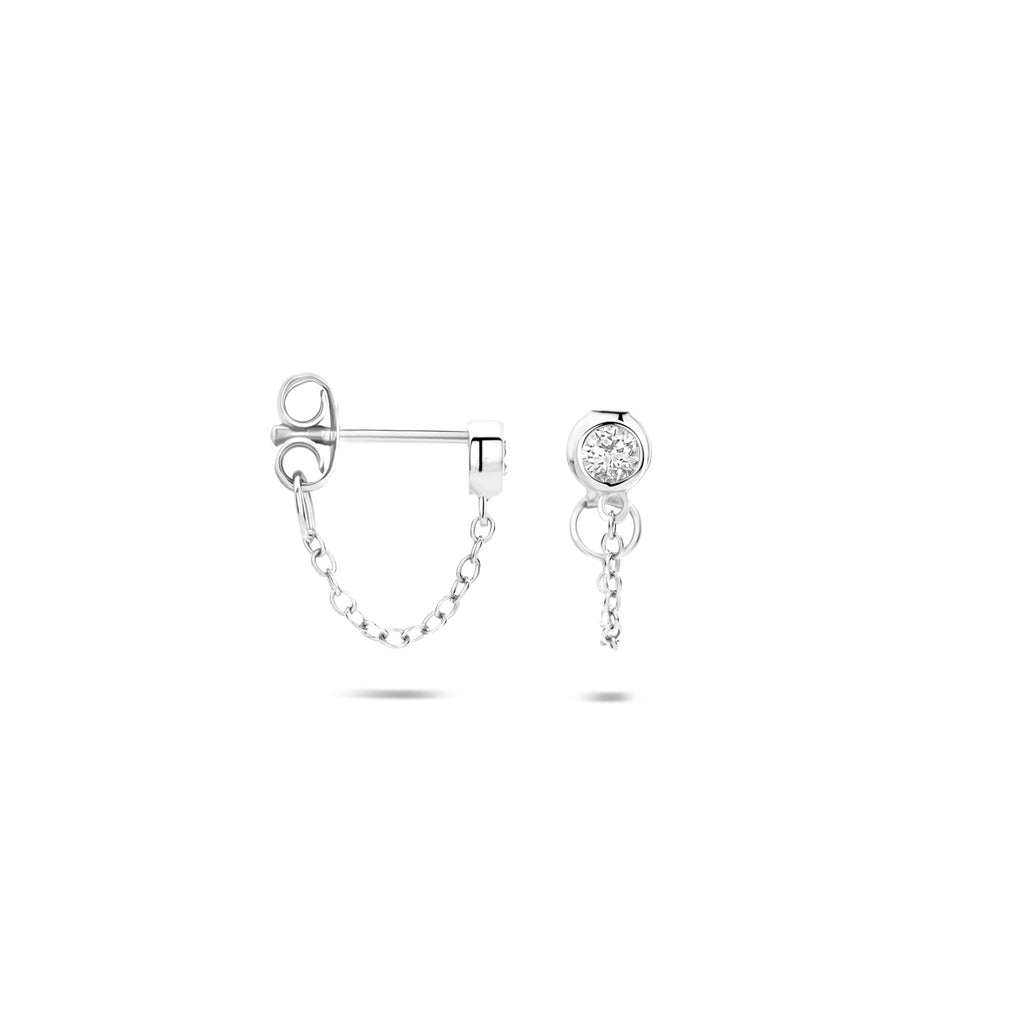 oorbellen zirkonia 25 mm zilver gerhodineerd