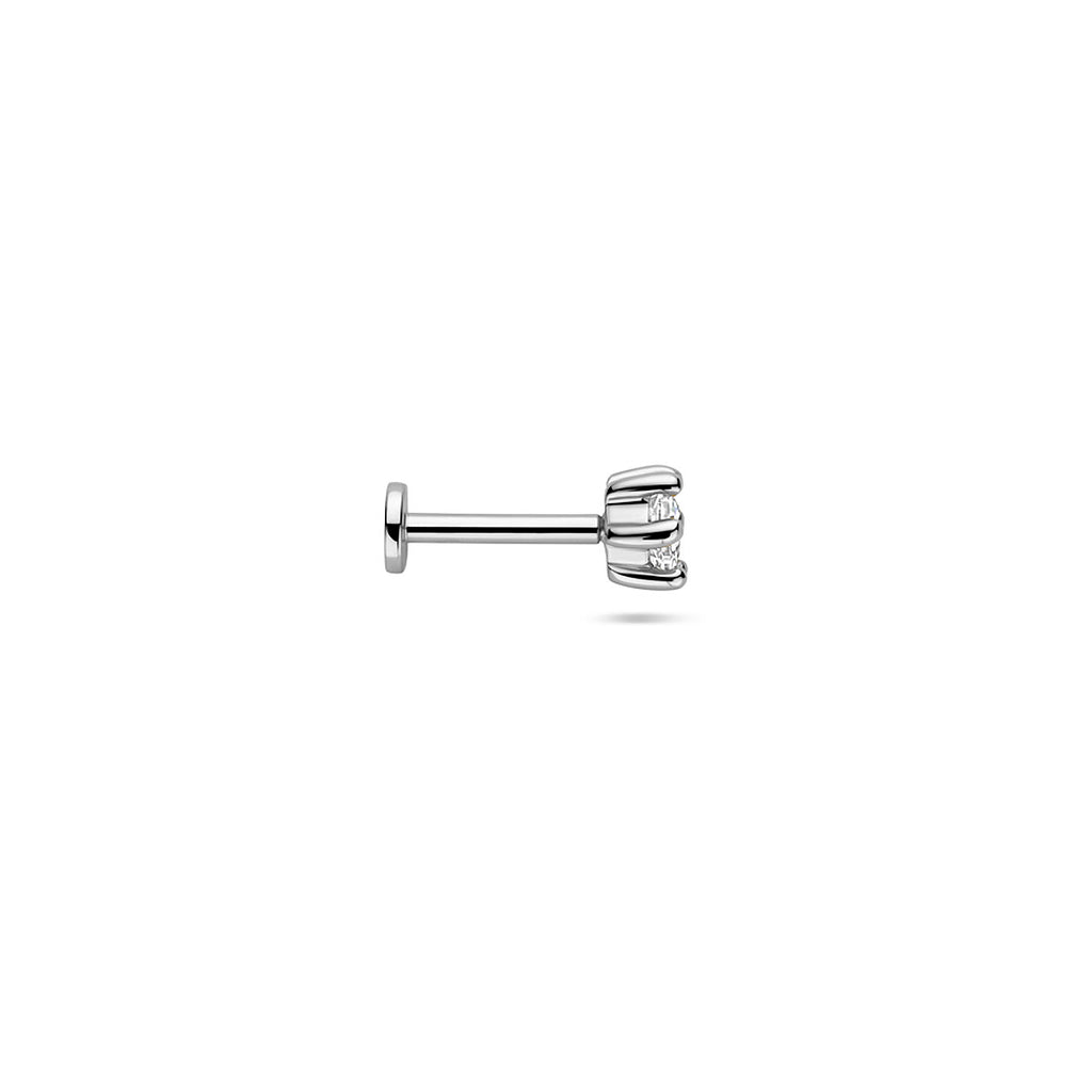 flat back piercing zirkonia 4 mm zilver gerhodineerd