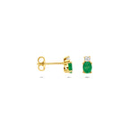oorknoppen smaragd en zirkonia 6 mm 14K geelgoud