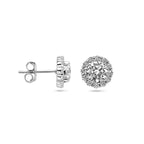 oorknoppen zirkonia halo zilver gerhodineerd