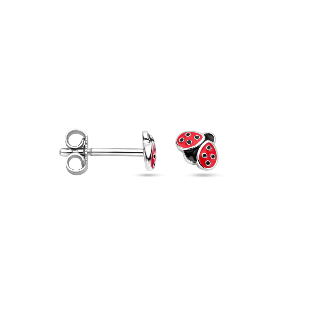 Ohrstecker Marienkäfer Emaille Silber rhodiniert