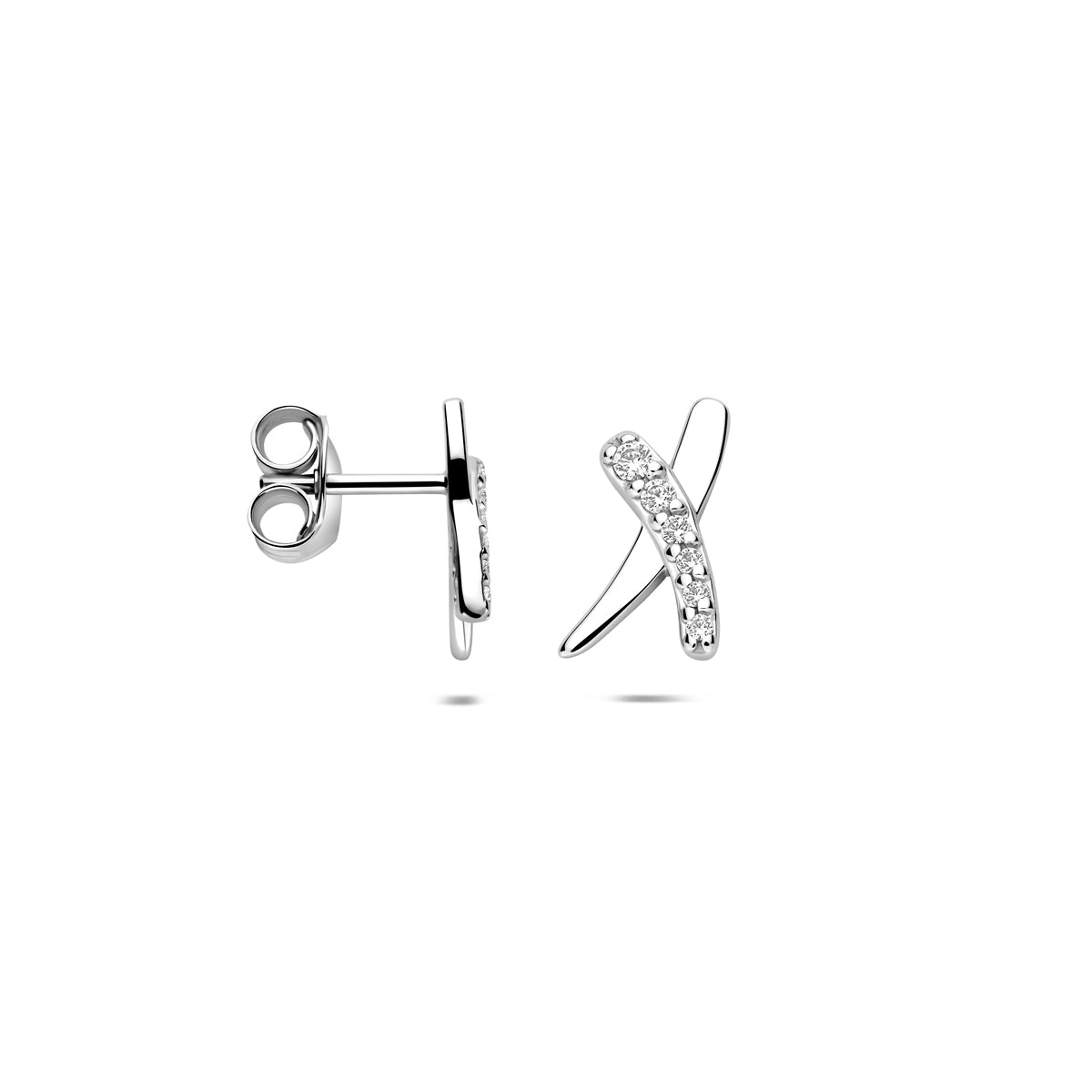 oorknoppen zirkonia 10 mm zilver gerhodineerd