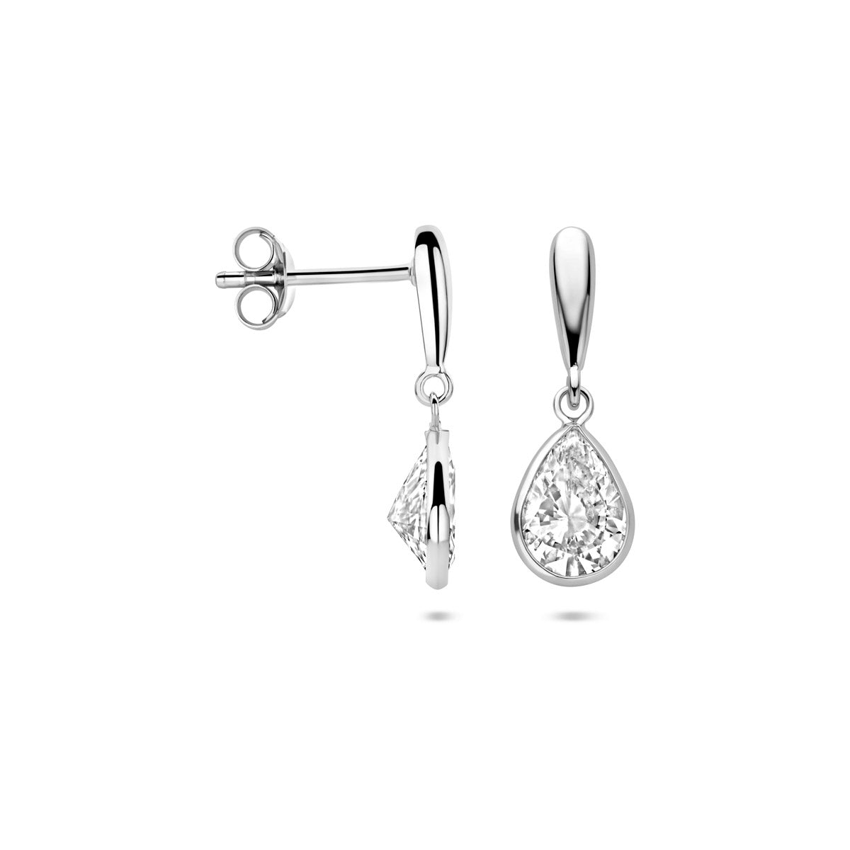 Ohrhänger Tropfen Zirkonia 20 mm Silber rhodiniert