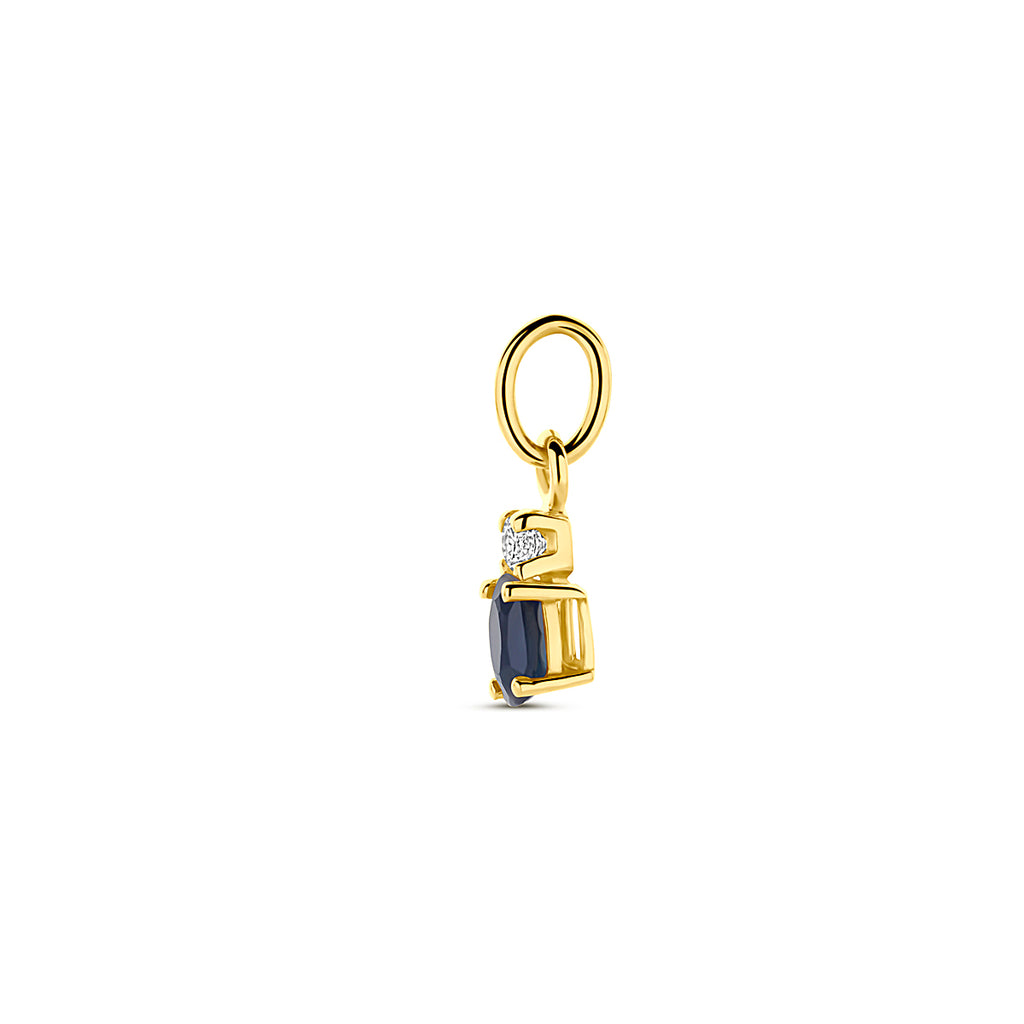 hanger saffier en zirkonia 12 mm 14K geelgoud