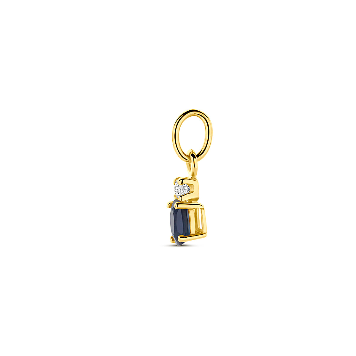 hanger saffier en zirkonia 12 mm 14K geelgoud