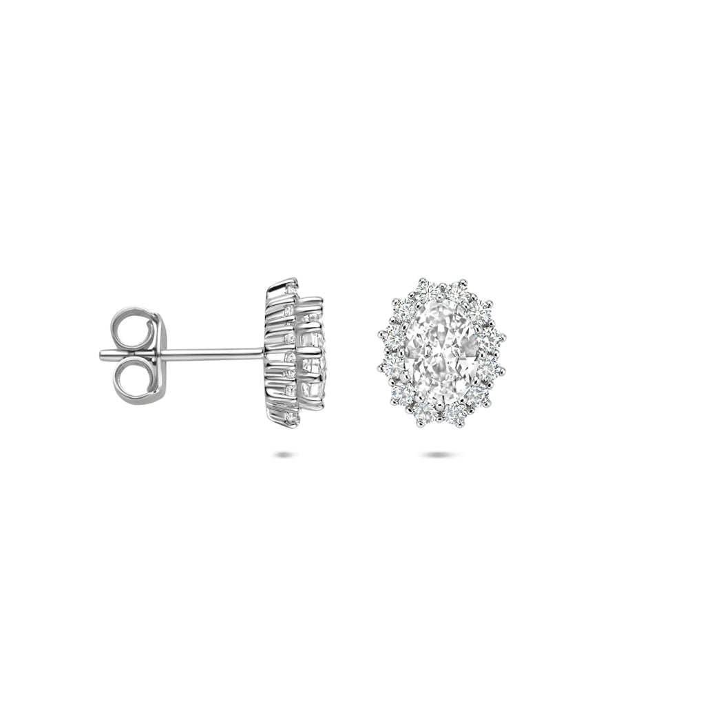 Ohrstecker Zirkonia 10 mm Silber rhodiniert