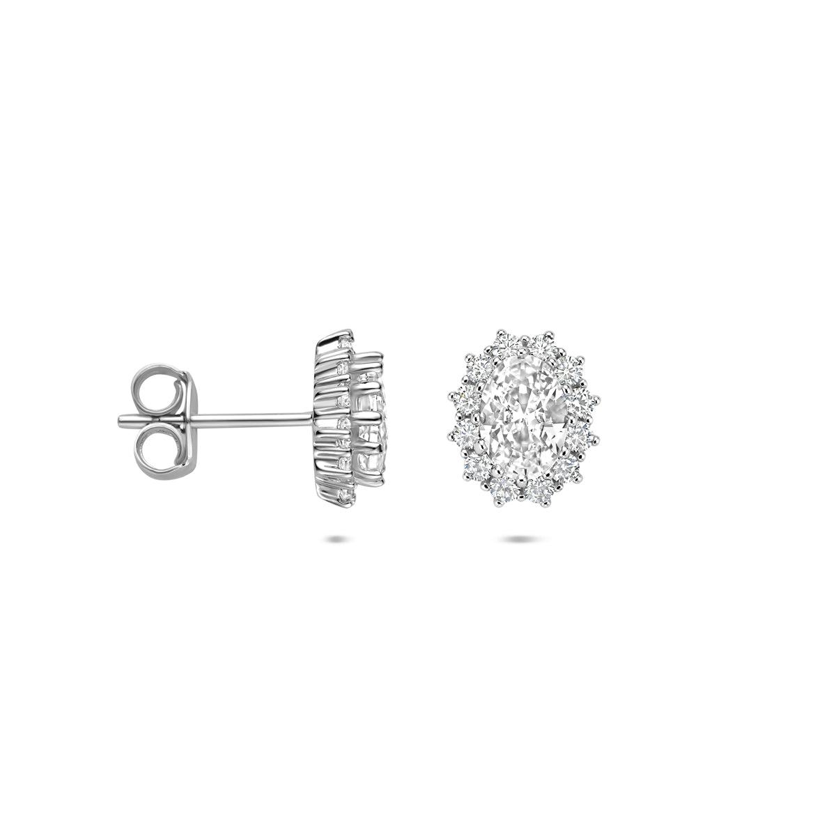 Ohrstecker Zirkonia 10 mm Silber rhodiniert