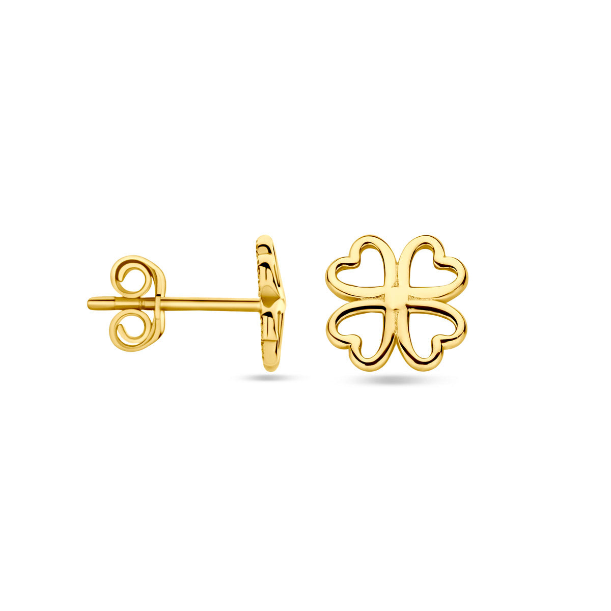 Ohrstecker Kleeblatt 8 mm 14K Gelbgold