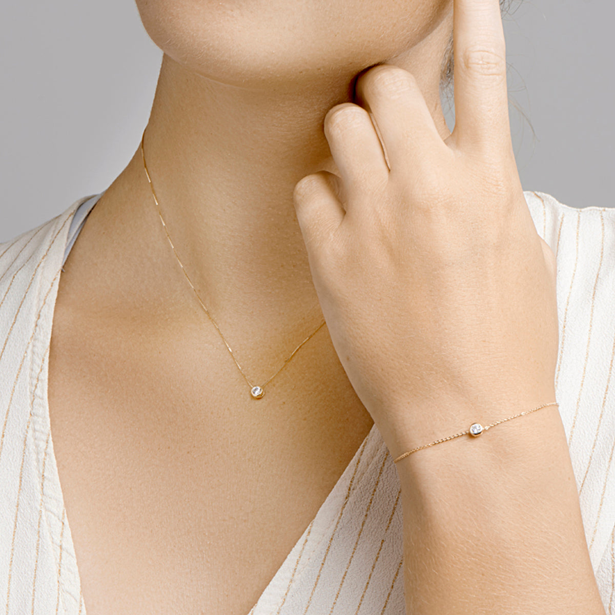 Armband Zirkonia 1,0 mm 16 + 2 cm 14K Gelbgold