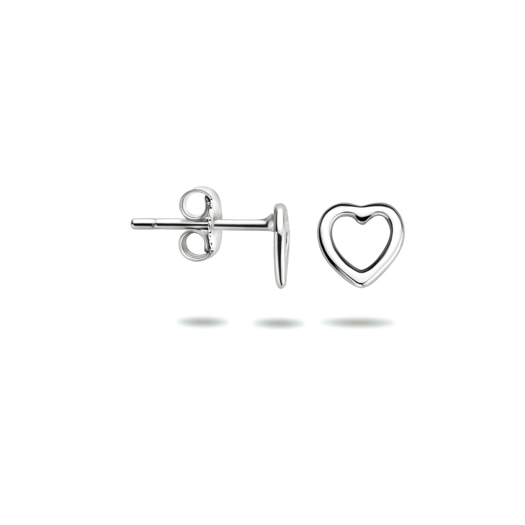 oorknoppen hart zilver gerhodineerd