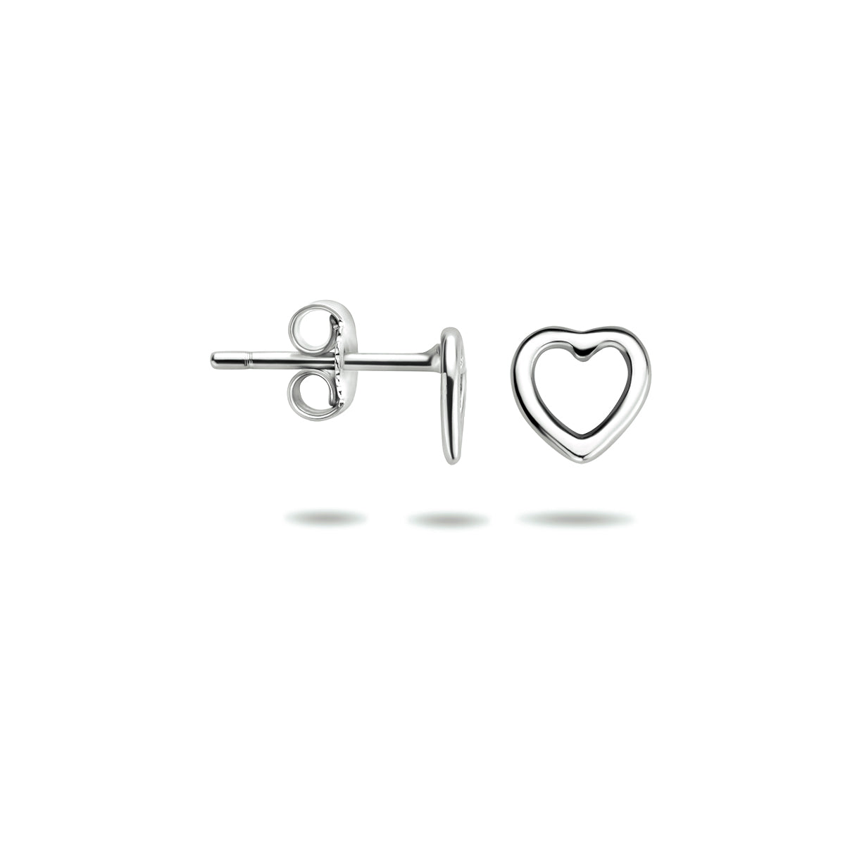oorknoppen hart zilver gerhodineerd