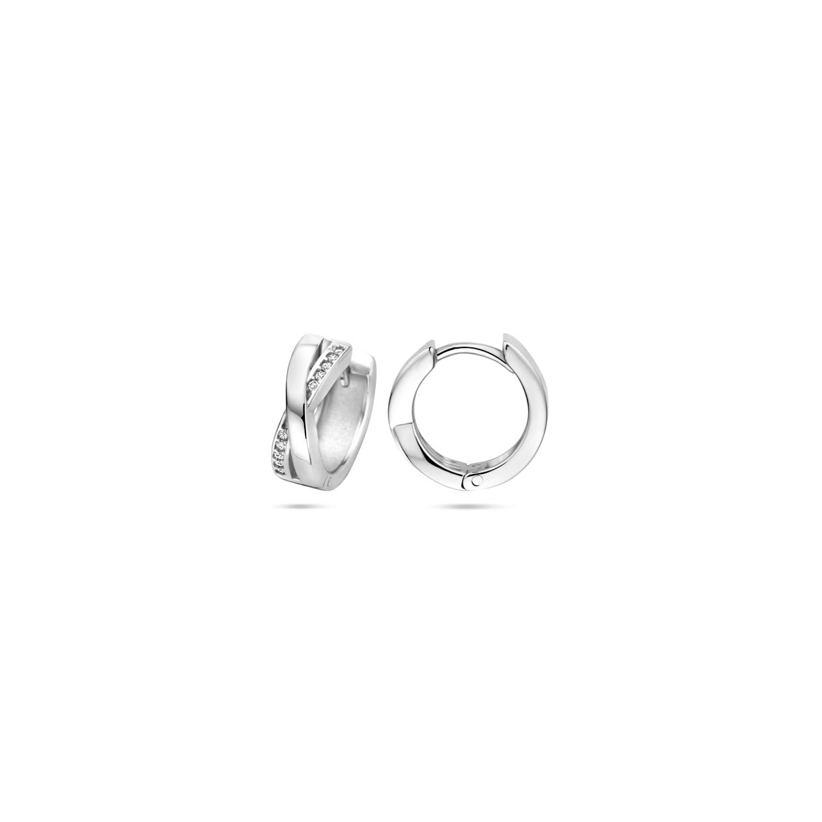 klapoorringen zirkonia 13 mm zilver gerhodineerd